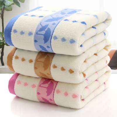 Super cheap price pink and blue Jacquard Umbrella pattern bath towel good skin feeling for children home use bath towel