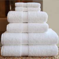 Plush plain white nice jacquard dobby cotton bath towel set